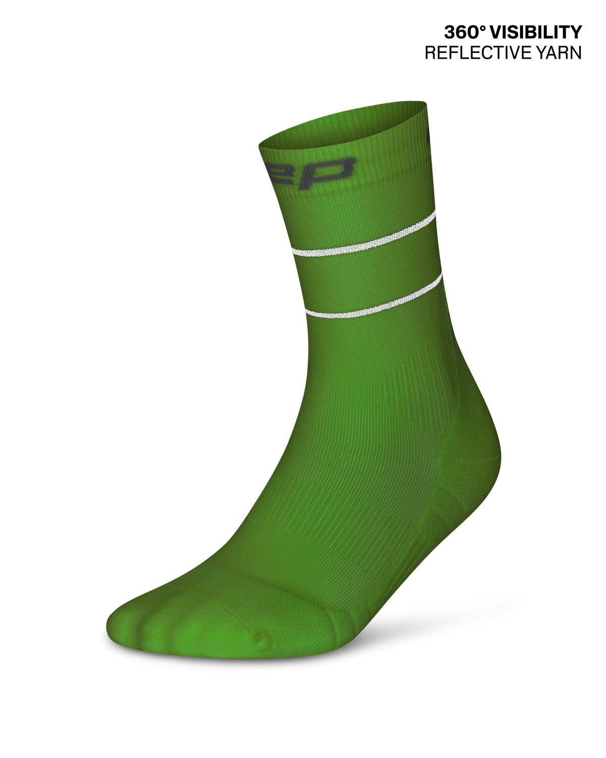 Pro Run Reflective Mid Cut Compression Socks, Neon Yellow