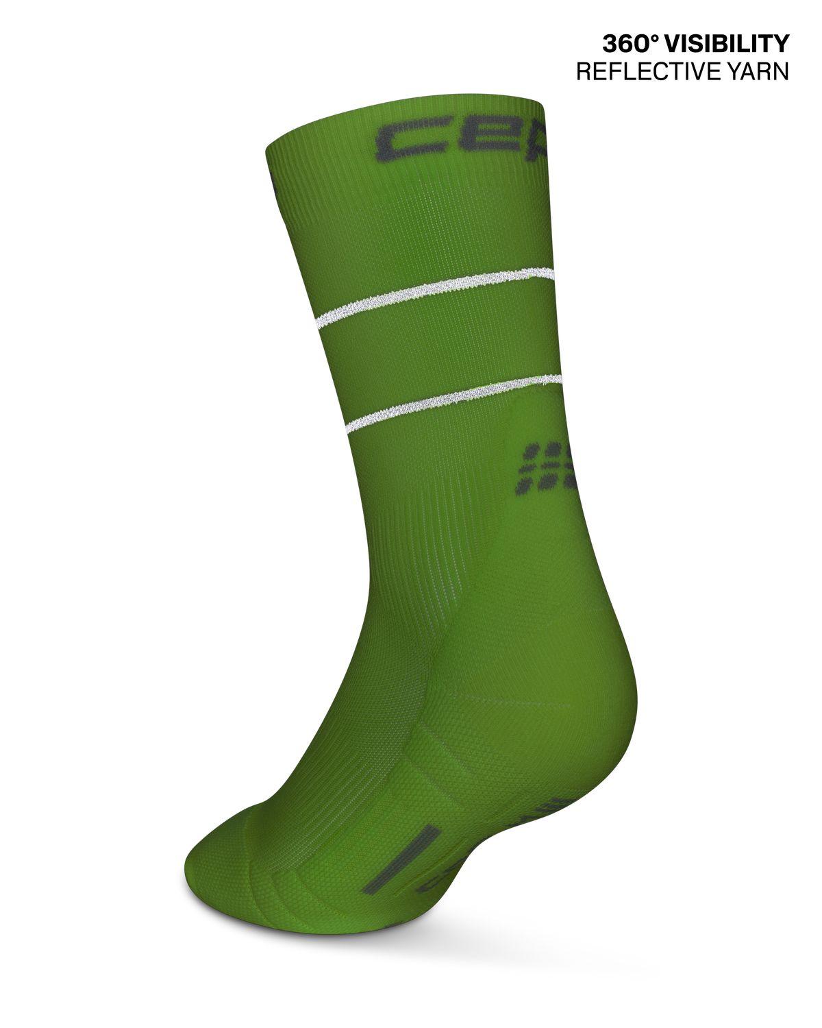 Pro Run Reflective Mid Cut Compression Socks, Neon Yellow