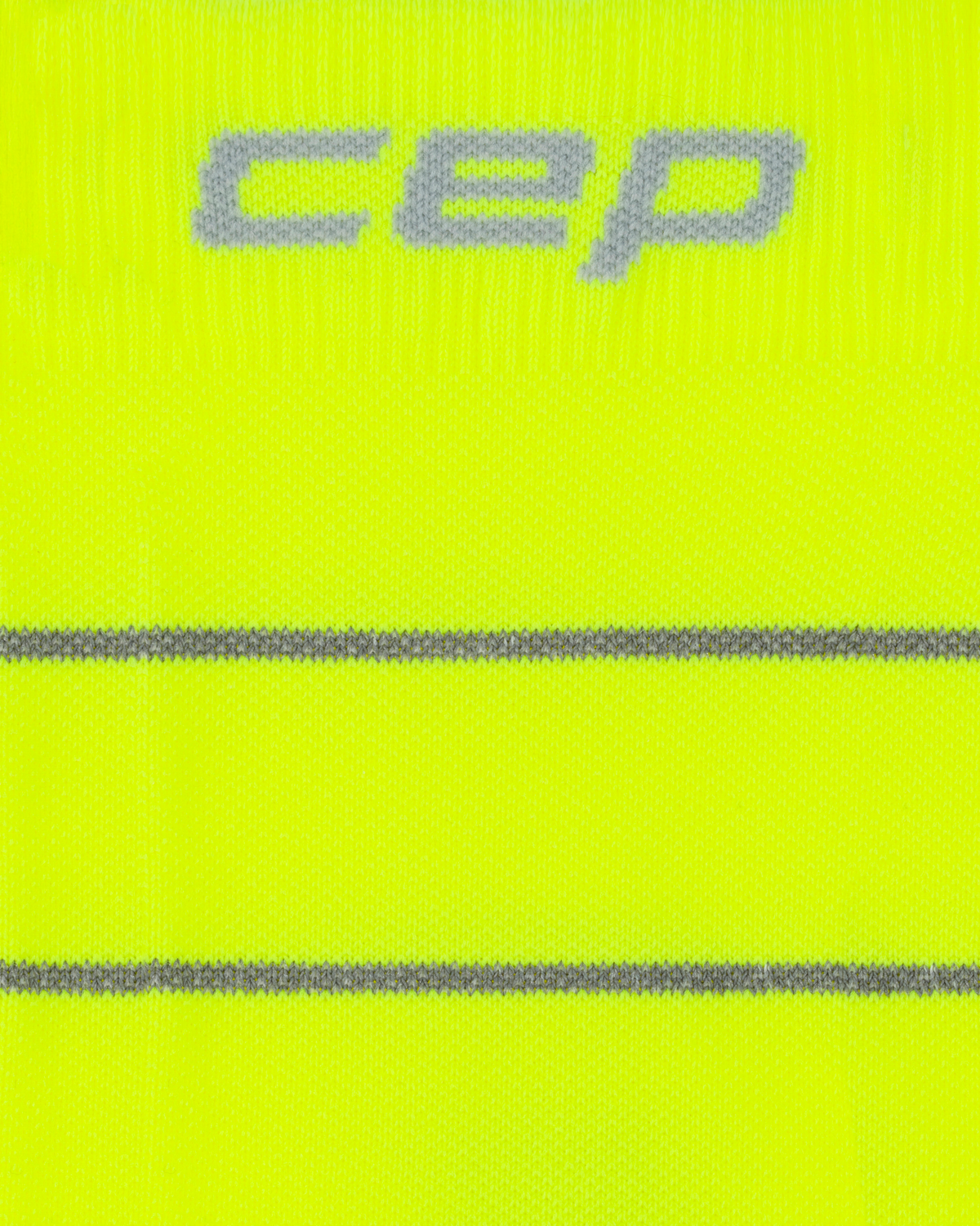 Pro Run Reflective Mid Cut Compression Socks, Neon Yellow, close-up detail