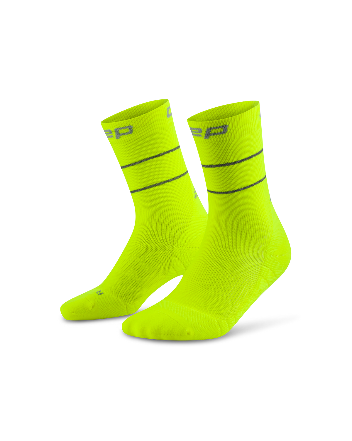 Pro Run Reflective Mid Cut Compression Socks, Neon Yellow