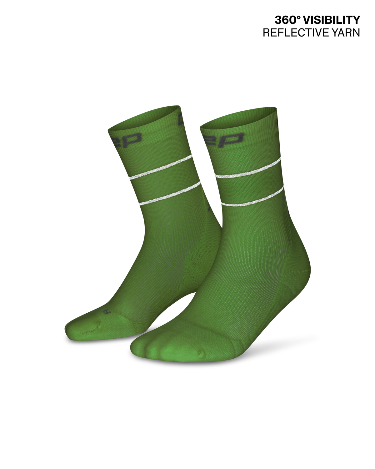 Pro Run Reflective Mid Cut Compression Socks, Neon Yellow