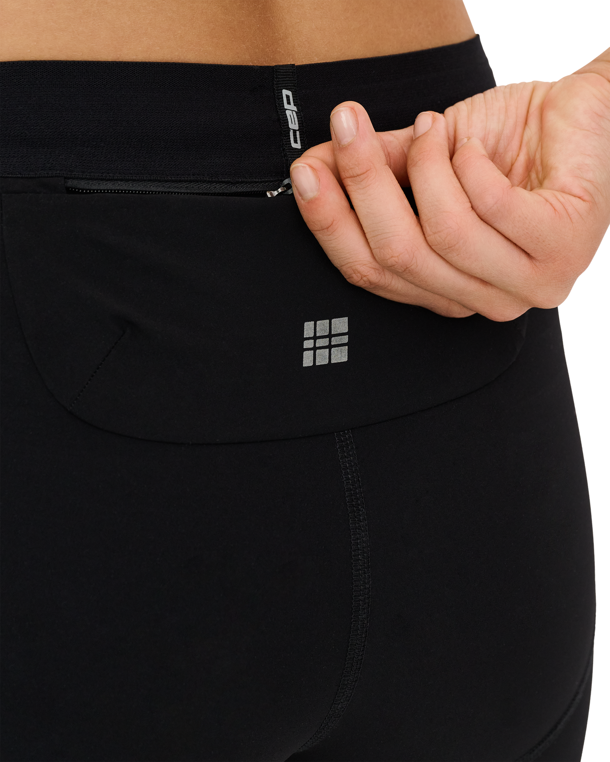 Pro Run Ultralight 7/8 Compression Tights, Women, Black, close-up detail