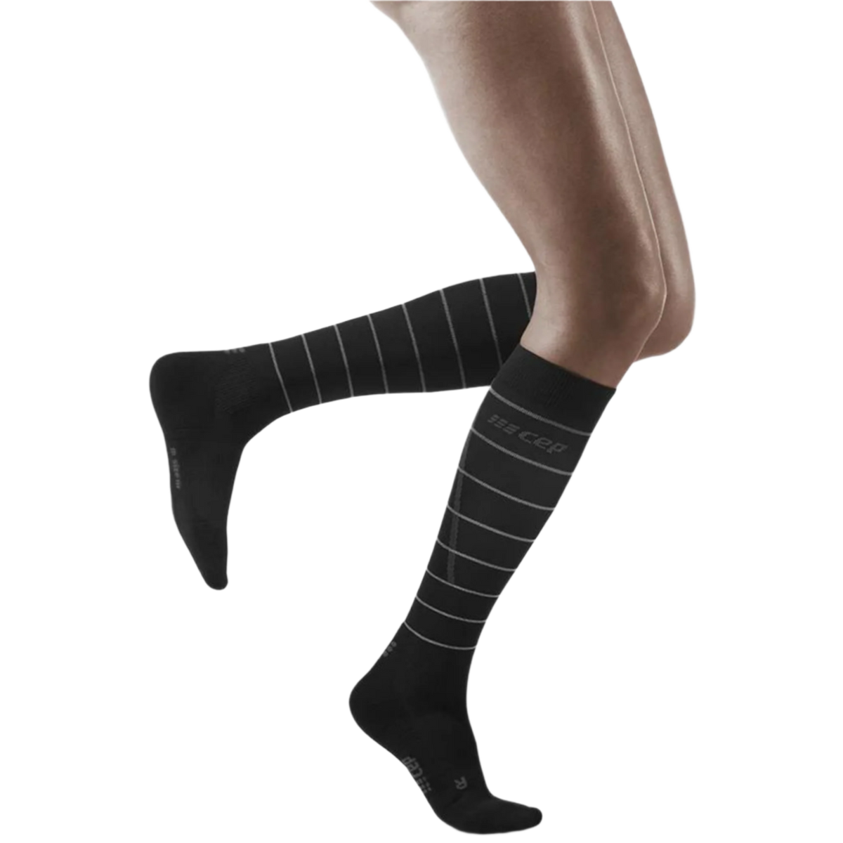 Reflective Tall Compression Socks, Women, Black/Silver