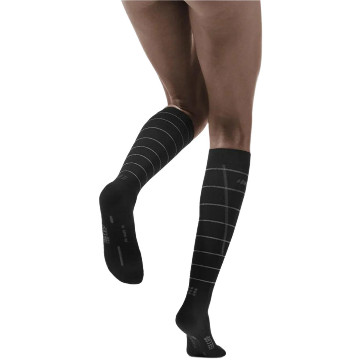Reflective Tall Compression Socks, Women, Black/Silver