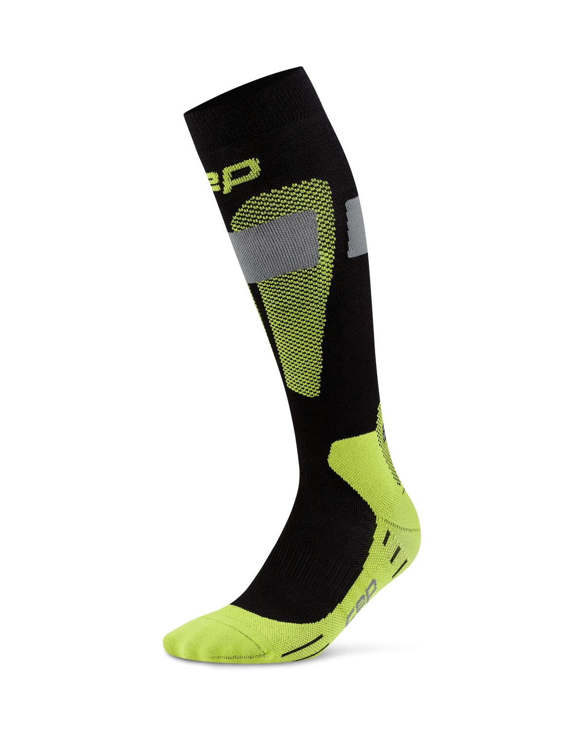 Ski Merino Tall Compression Socks, Women, Black/Lime