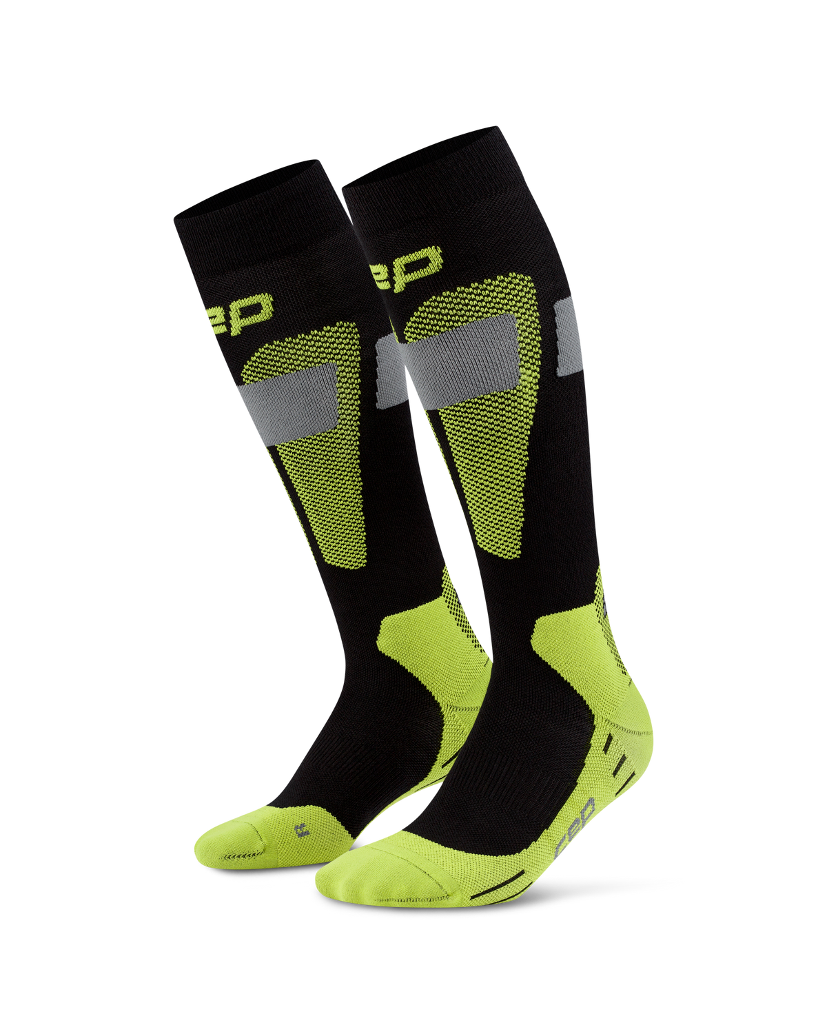 Ski Merino Tall Compression Socks, Women, Black/Lime
