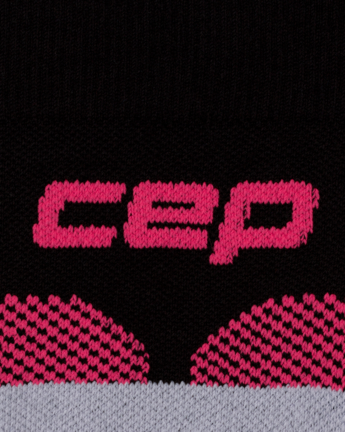 Ski Merino Tall Compression Socks, Women, Black/Pink, close-up detail