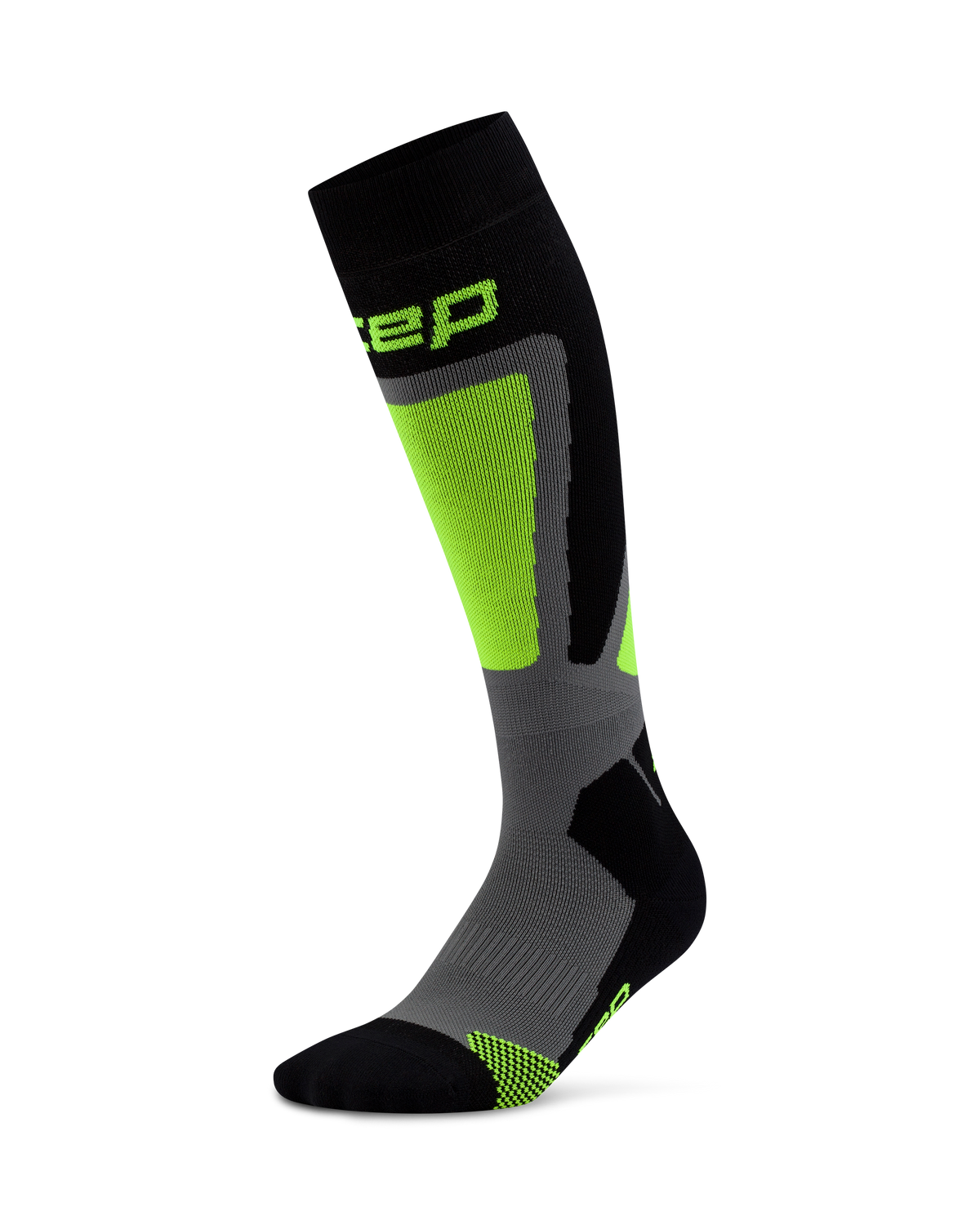 Ski Thermo Tall Compression Socks, Men, Black/Lime