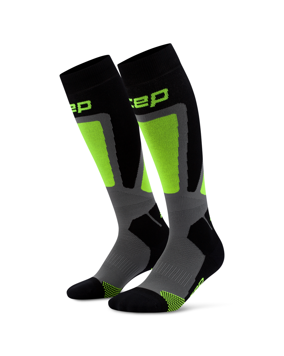 Ski Thermo Tall Compression Socks, Men, Black/Lime