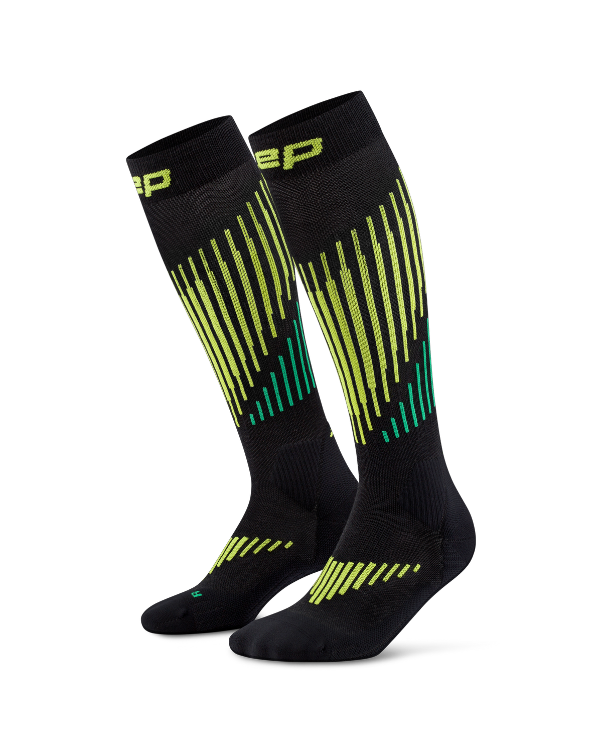 Ski Touring Merino Tall Compression Socks, Men, Black/Lime