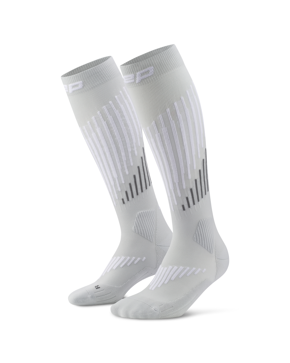 Ski Touring Merino Tall Compression Socks, Men, Grey/White