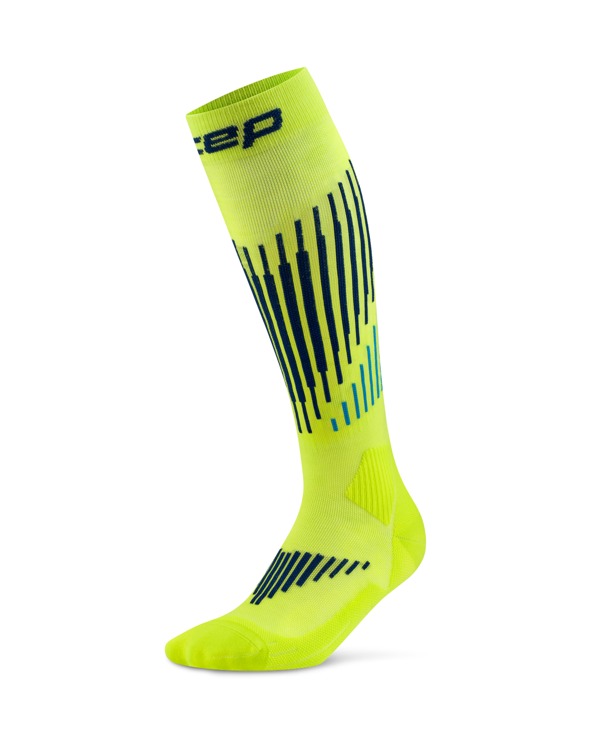 Ski Touring Merino Tall Compression Socks, Men, Lime/Blue