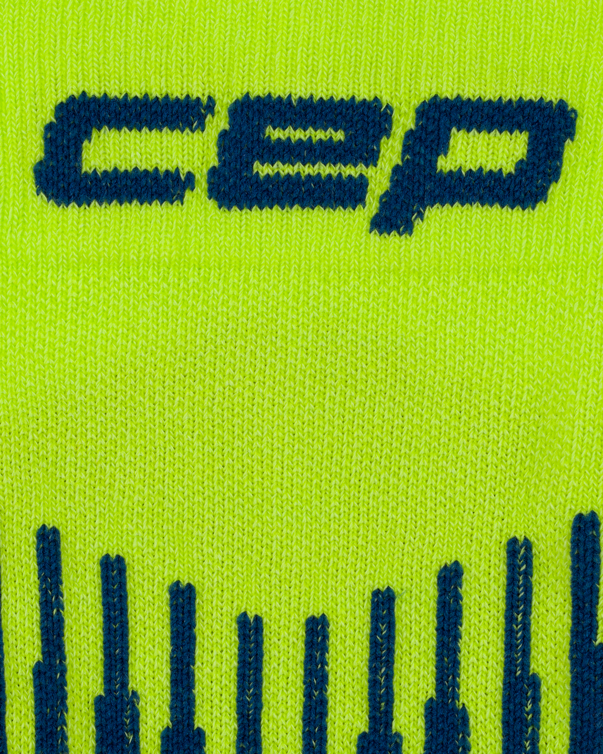 Ski Touring Merino Tall Compression Socks, Men, Lime/Blue, close-up detail