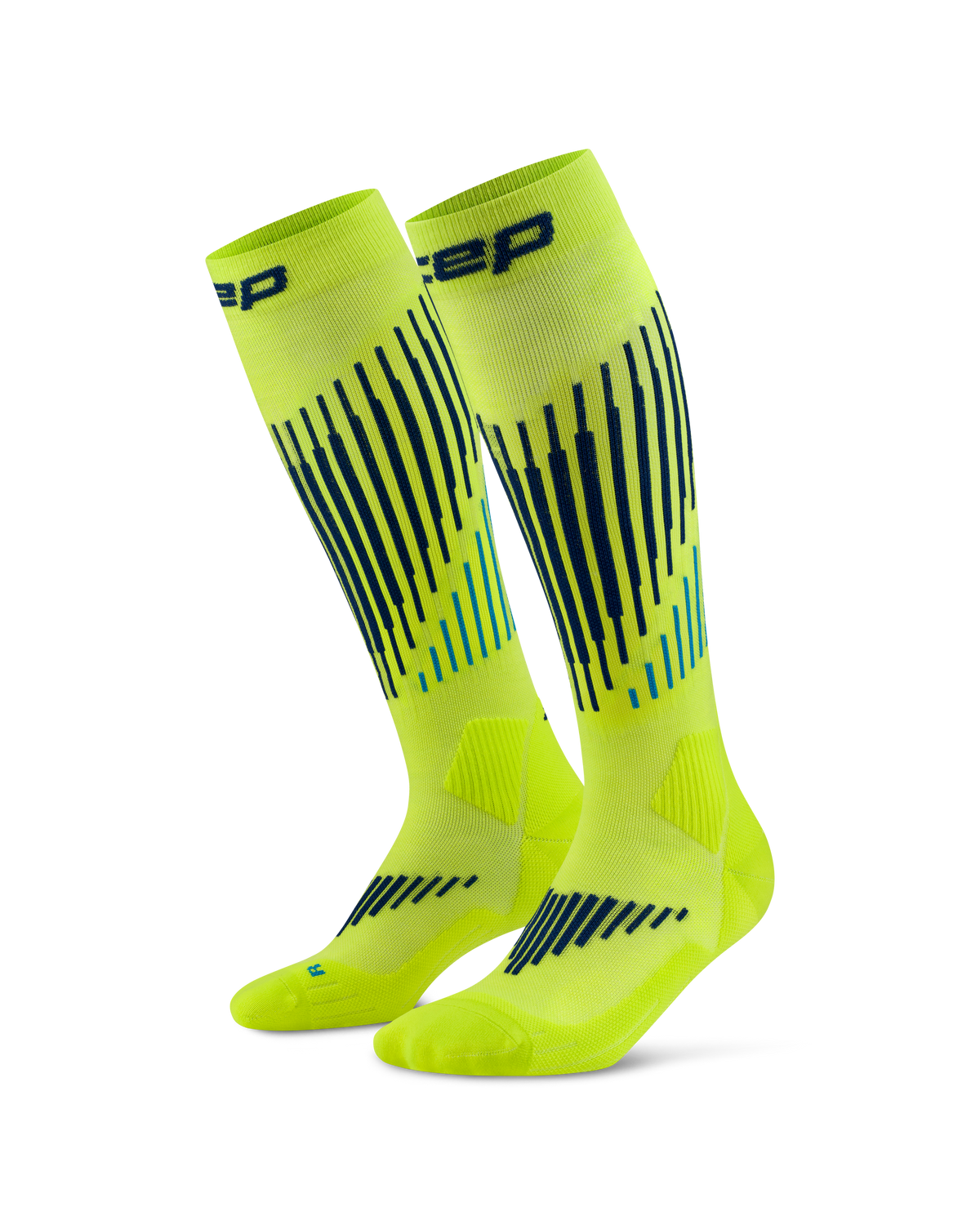 Ski Touring Merino Tall Compression Socks, Men, Lime/Blue