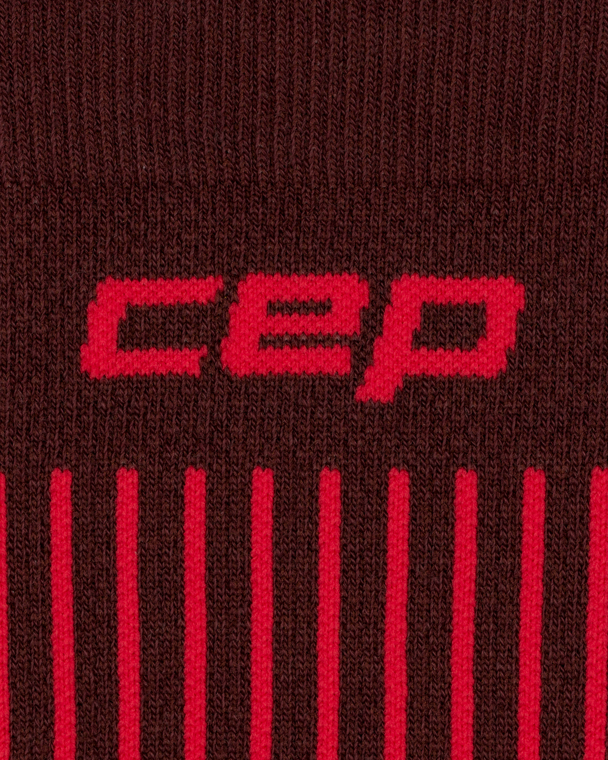 Ski Ultralight Tall Compression Socks, Men, Brown/Dark Red, close-up detail