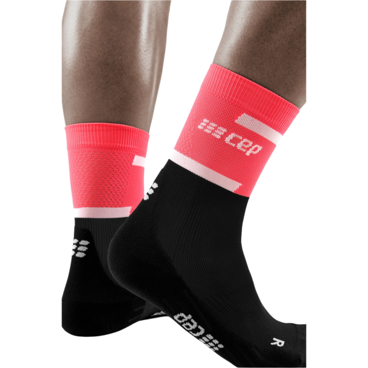 The Run Compression Mid Cut Socks 4.0, Men, Pink/Black, close-up detail