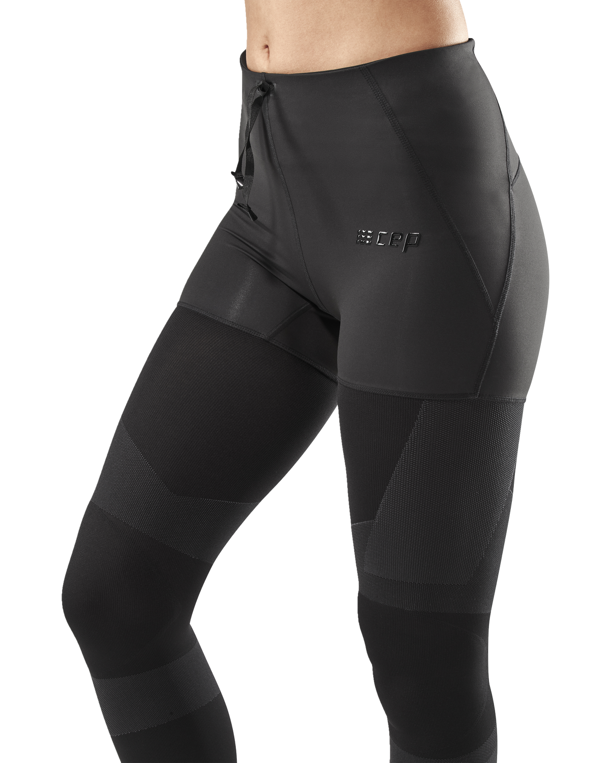 Compression Run Tights 4.0, Women, Black, close-up detail