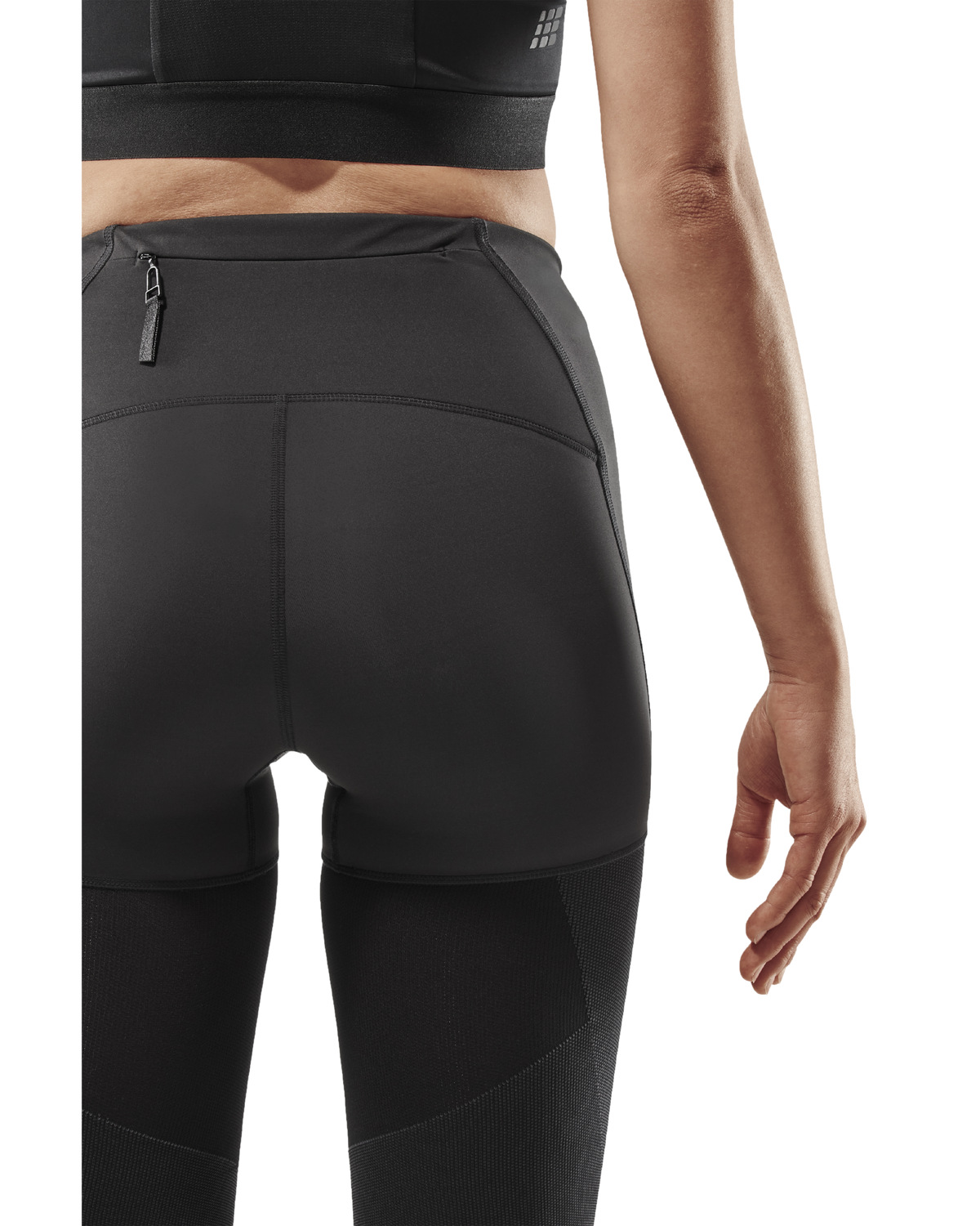 Compression Run Tights 4.0, Women, Black, close-up detail