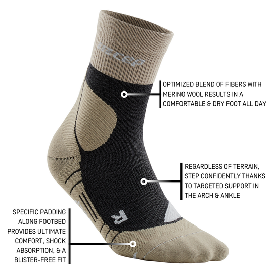 Hiking Merino Mid Cut Compression Socks, Women