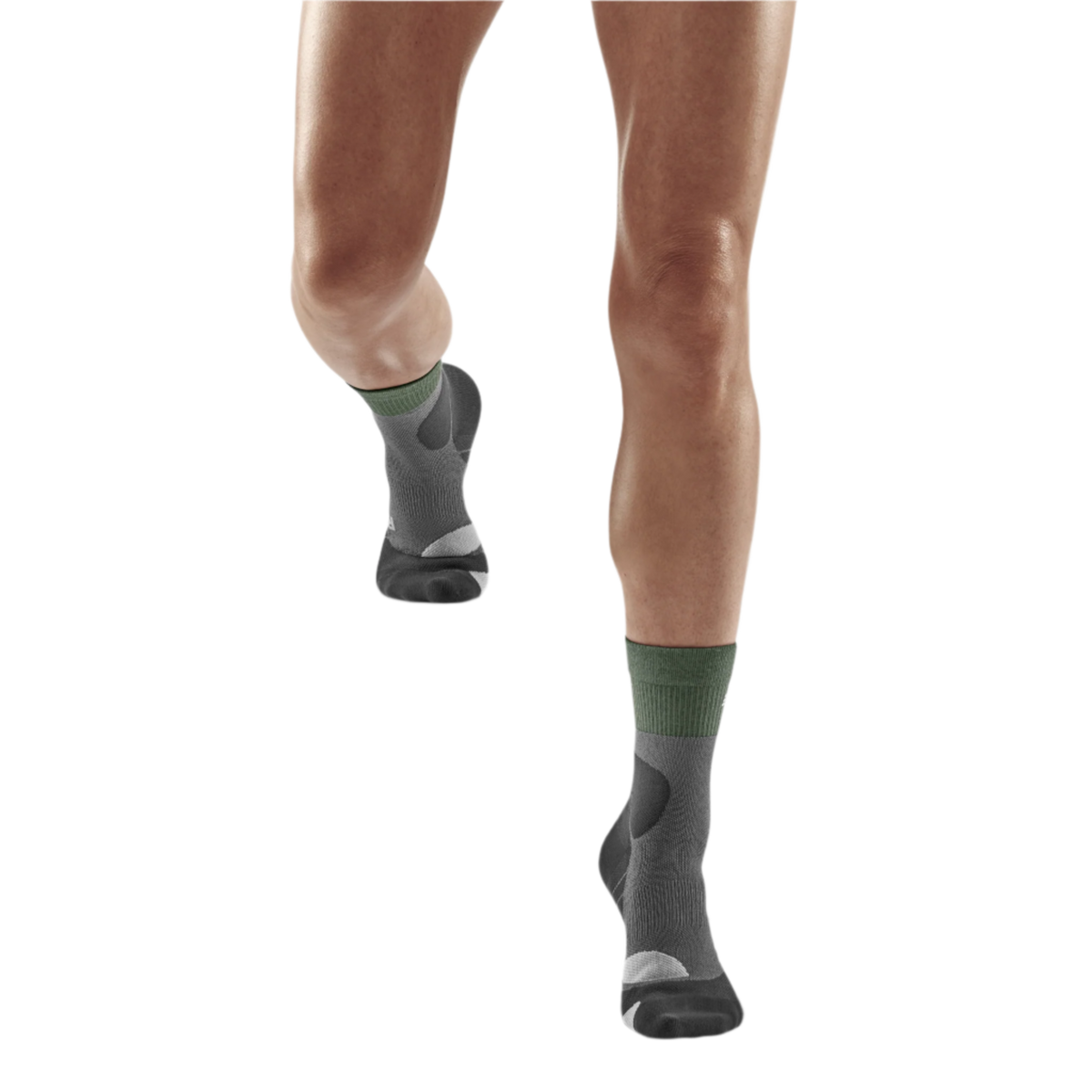 Hiking Merino Mid Cut Compression Socks, Women, Green/Grey
