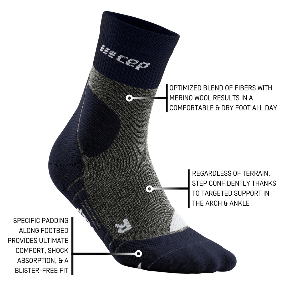 Hiking Merino Mid Cut Compression Socks, Men