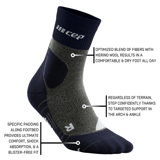 Hiking Merino Mid Cut Compression Socks, Men