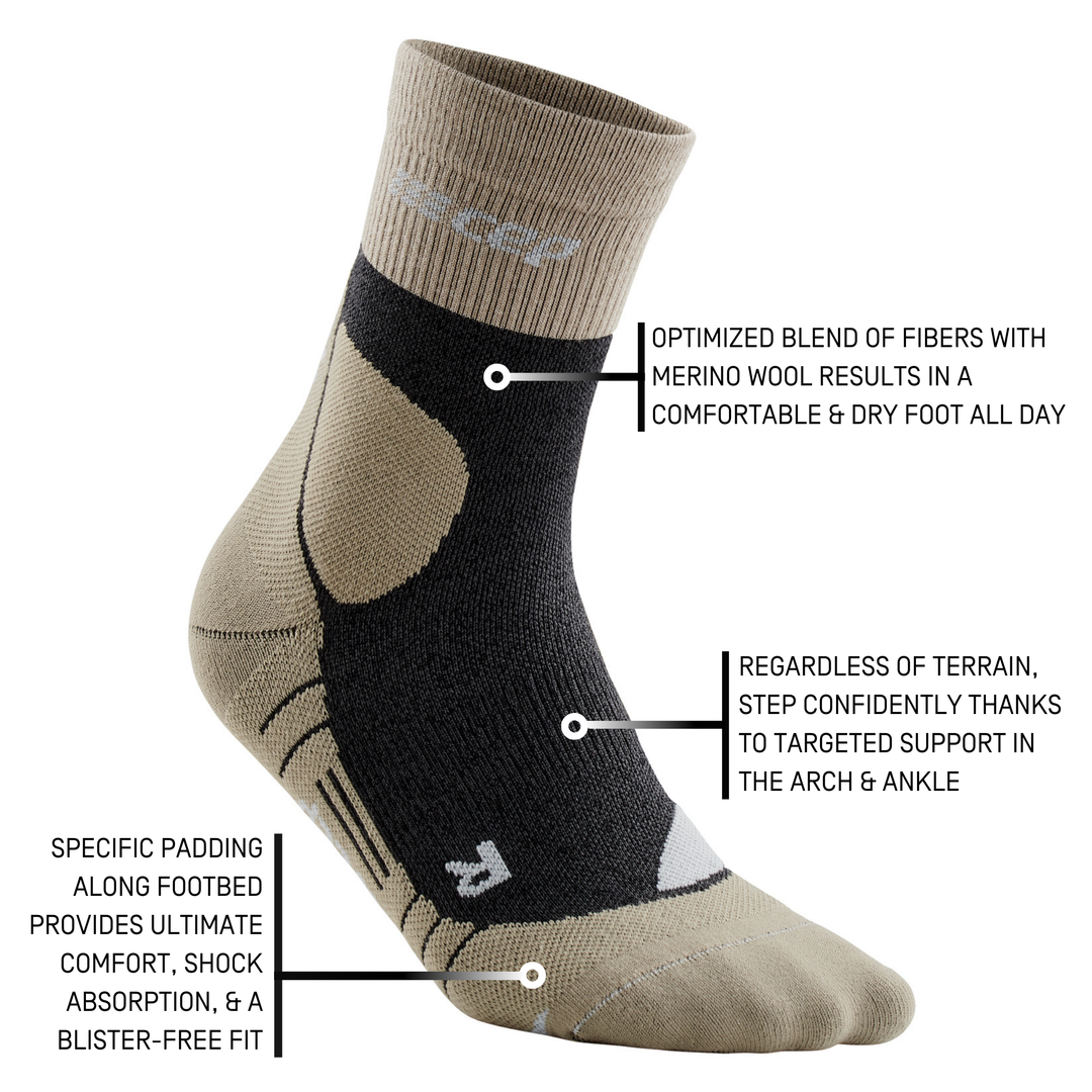 Hiking Merino Mid Cut Compression Socks, Men