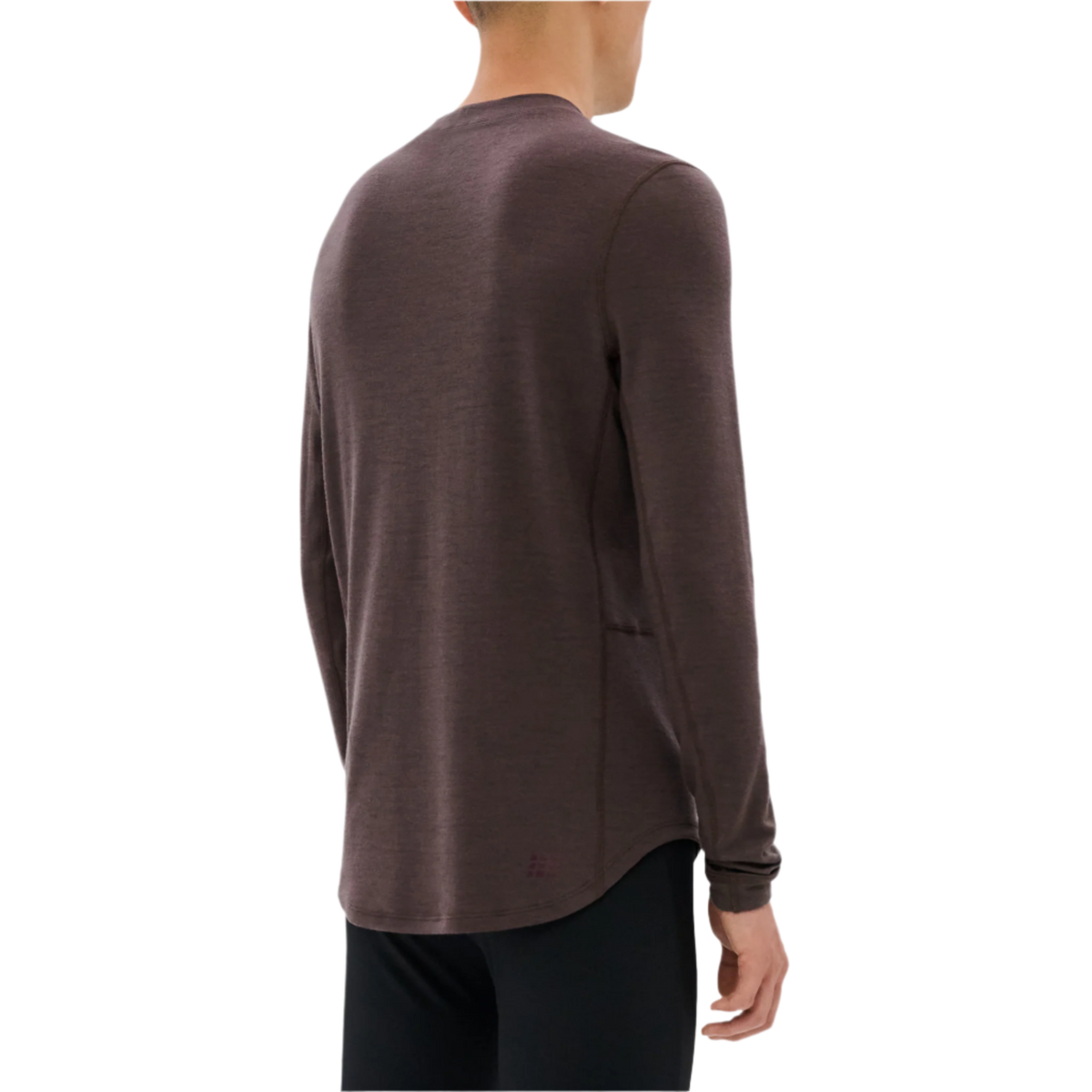 Cold Weather Merino Long Sleeve Shirt, Men, Aubergine Merino, close-up detail