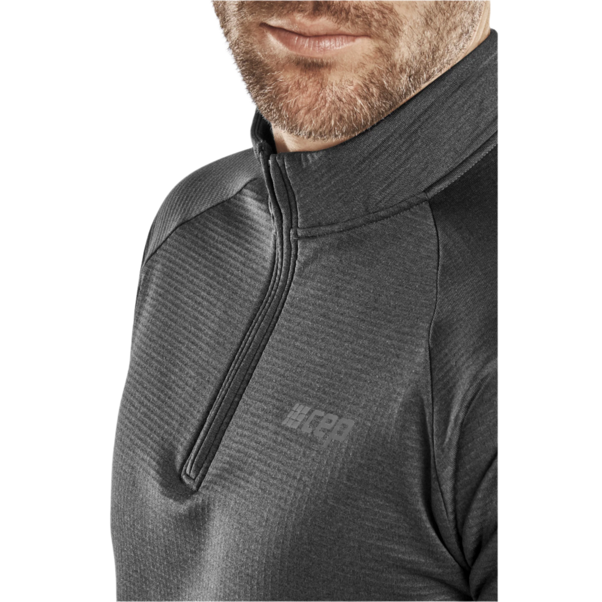 Cold Weather Quarter Zip Pullover, Men, Black, close-up detail