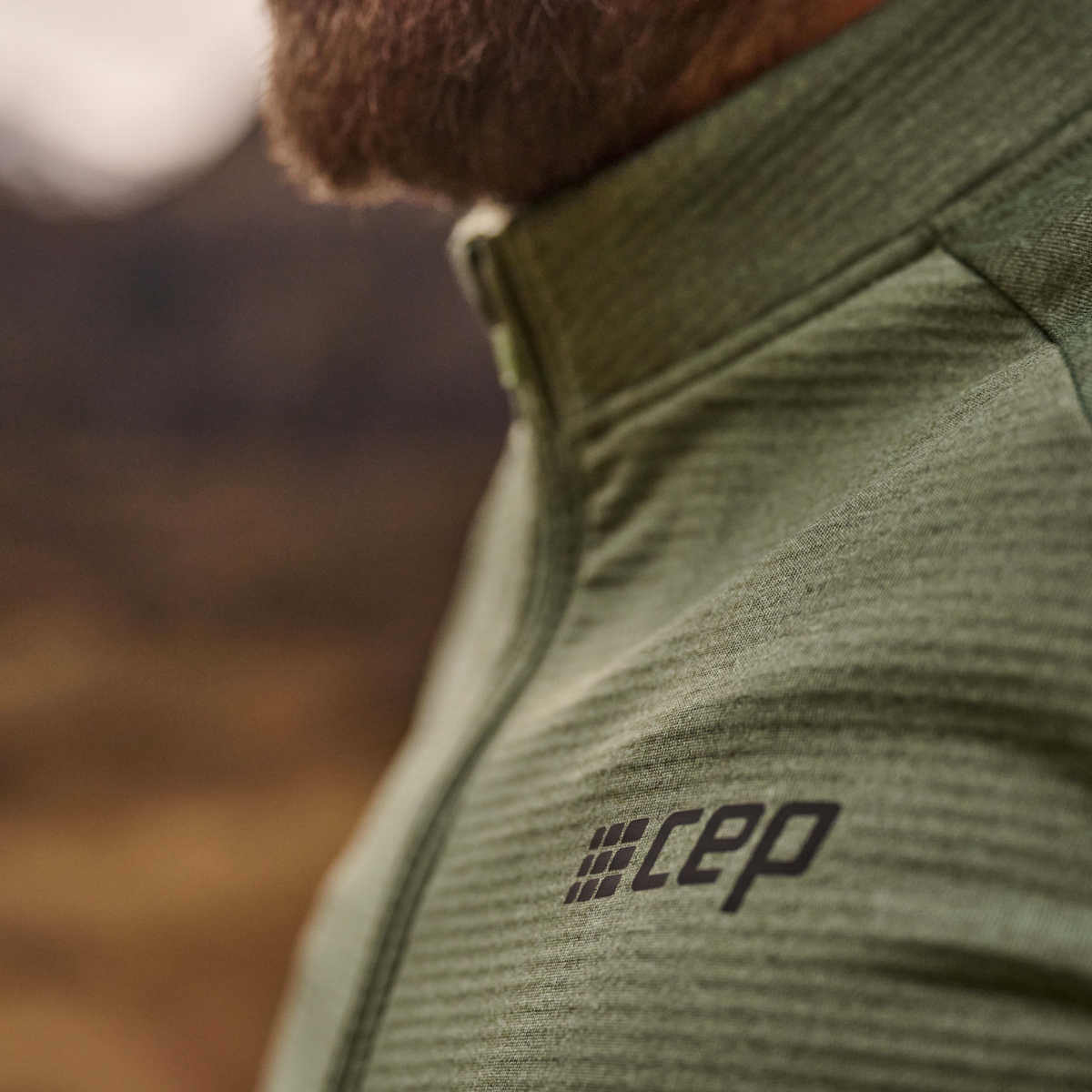 Cold Weather Quarter Zip Pullover, Men, Soft Green, close-up detail