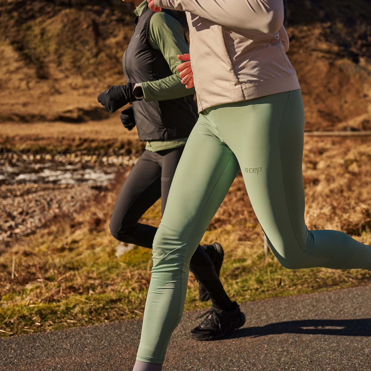 Cold Weather Tights, Women, Light Green, close-up detail