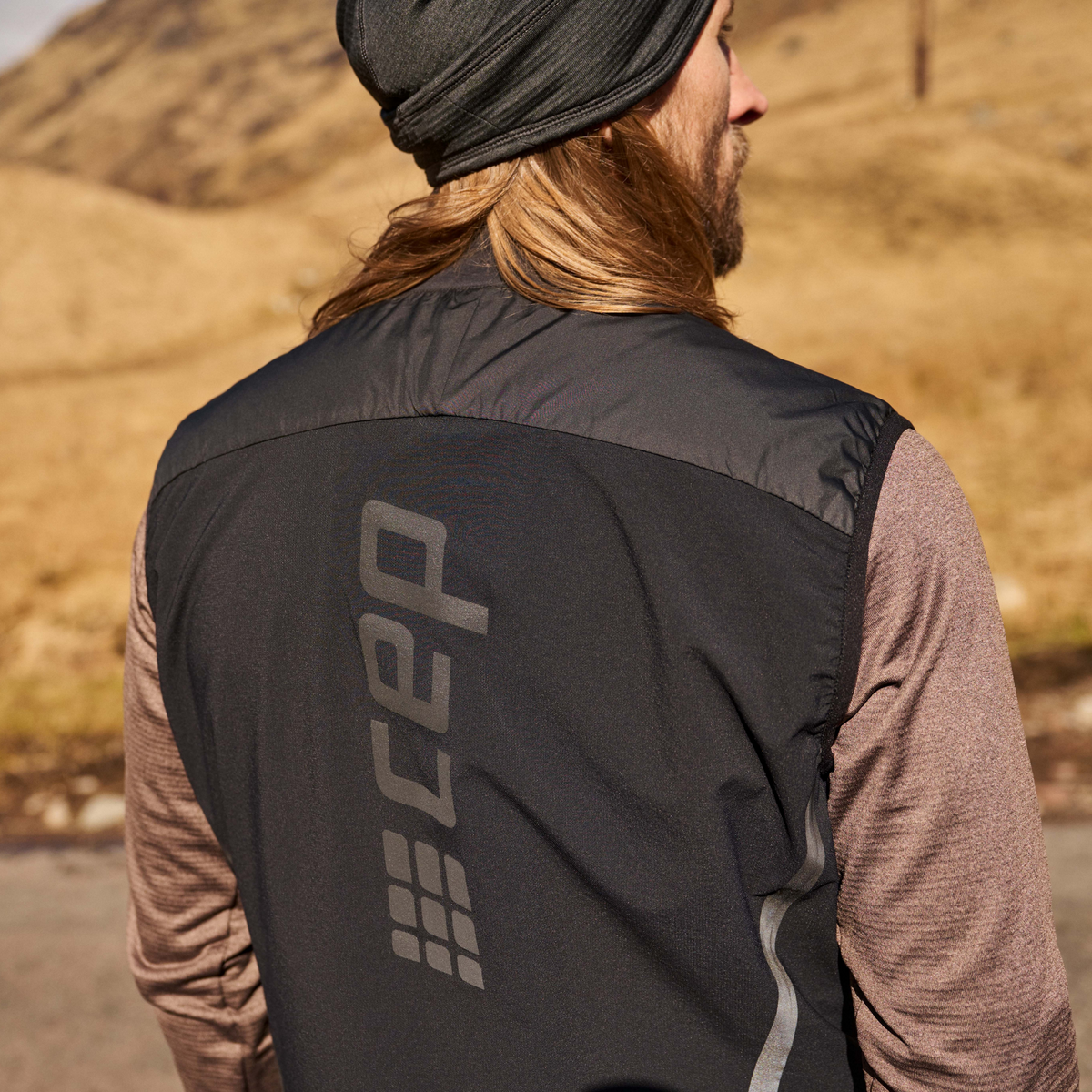 Cold Weather Reversible Vest, Men, Cream, close-up detail