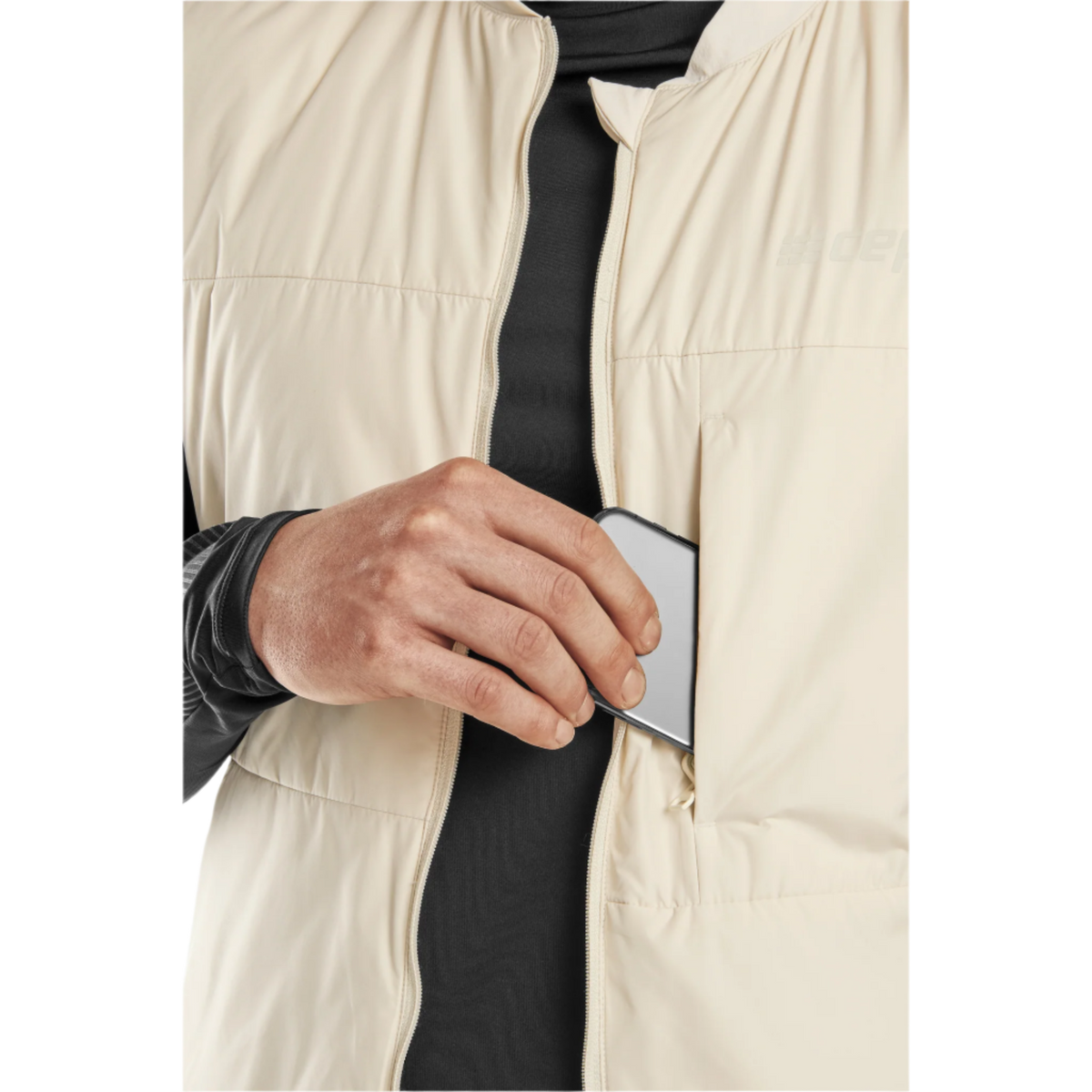 Cold Weather Reversible Vest, Men, Cream, close-up detail