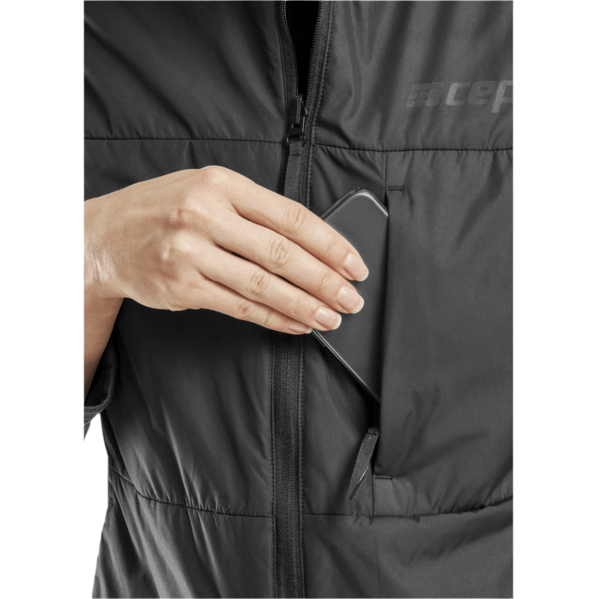 Cold Weather Reversible Vest, Women, Black, close-up detail
