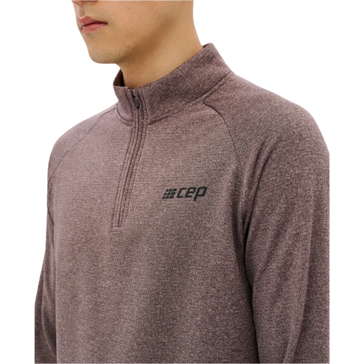 Cold Weather Quarter Zip Pullover, Men, Aubergine, close-up detail