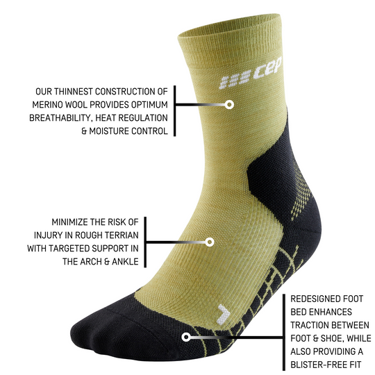 Hiking Light Merino Mid Cut Compression Socks, Men