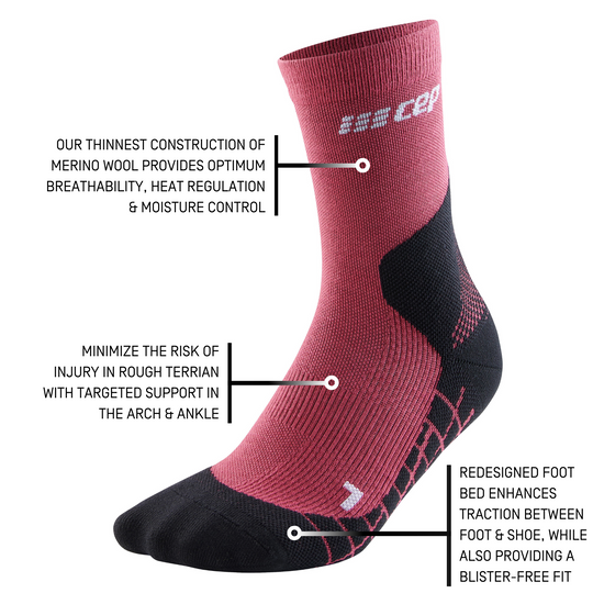 Hiking Light Merino Mid Cut Compression Socks, Women