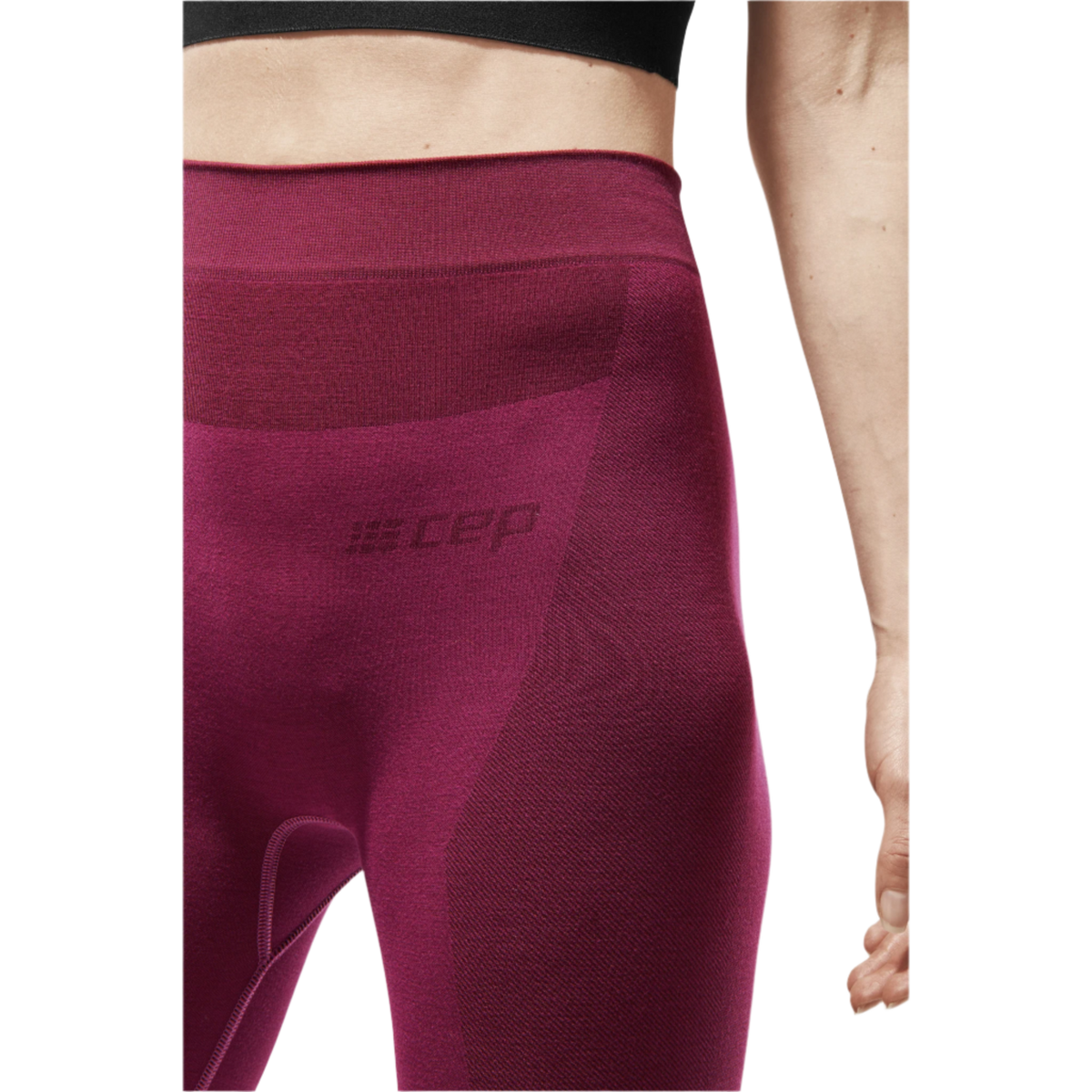 Ski Merino 3/4 Base Tights, Women, Purple Merino, close-up detail