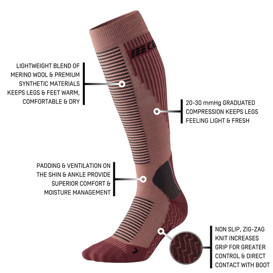 Ski Touring Tall Compression Socks, Women