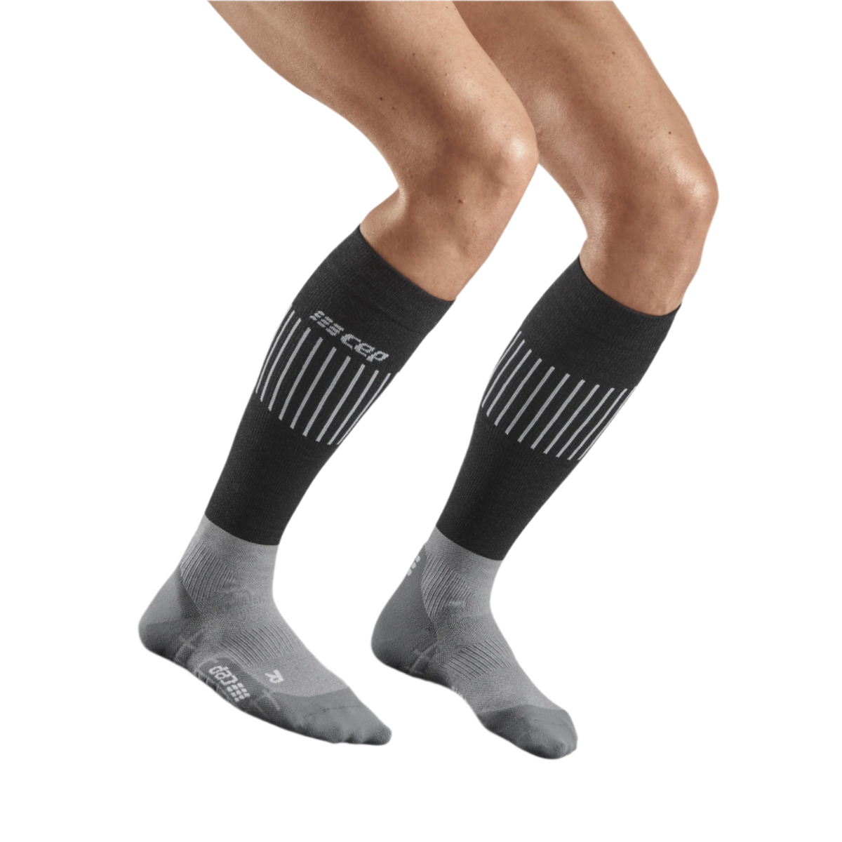 Ski Ultralight Tall Compression Socks, Women, Black/Grey/White