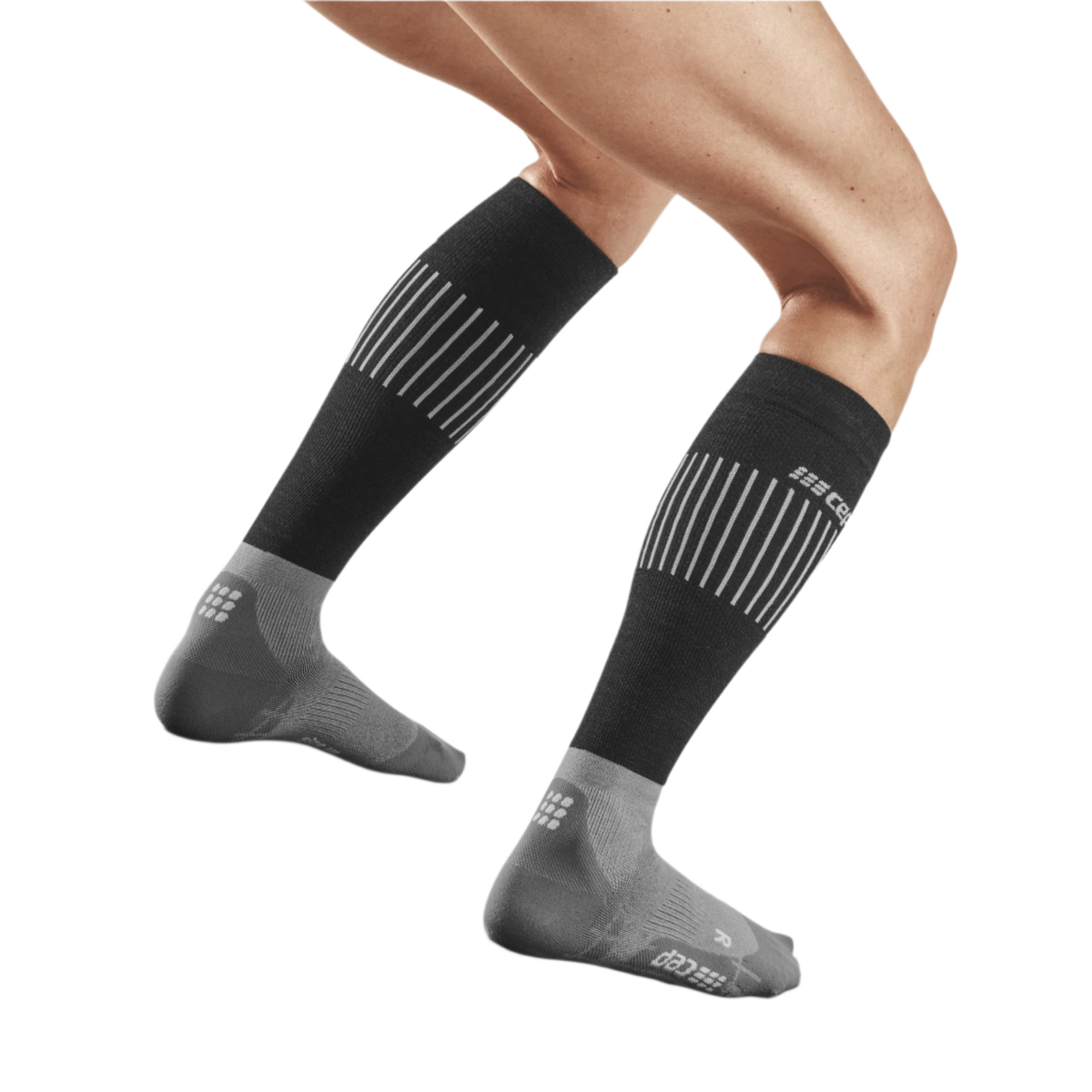 Ski Ultralight Tall Compression Socks, Women, Black/Grey/White