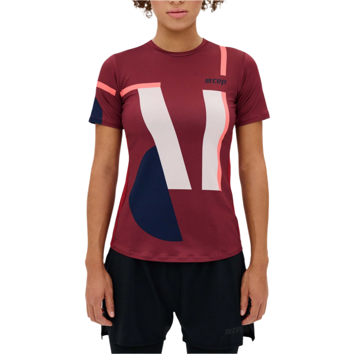 The Run Short Sleeve Shirt, Women, Crimson Multi