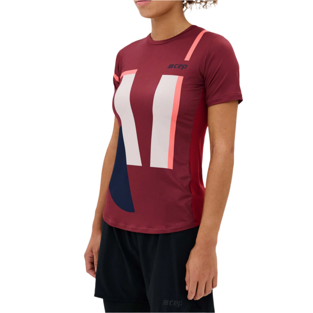 The Run Short Sleeve Shirt, Women, Crimson Multi