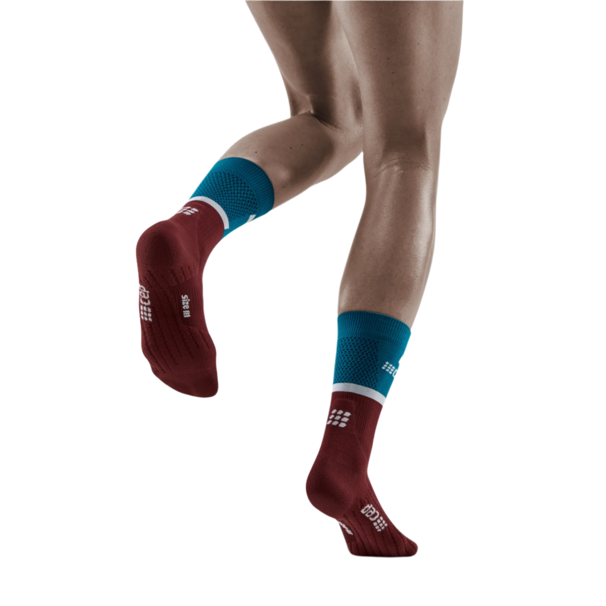 The Run Compression Mid Cut Socks 4.0, Men, Petrol/Dark Red