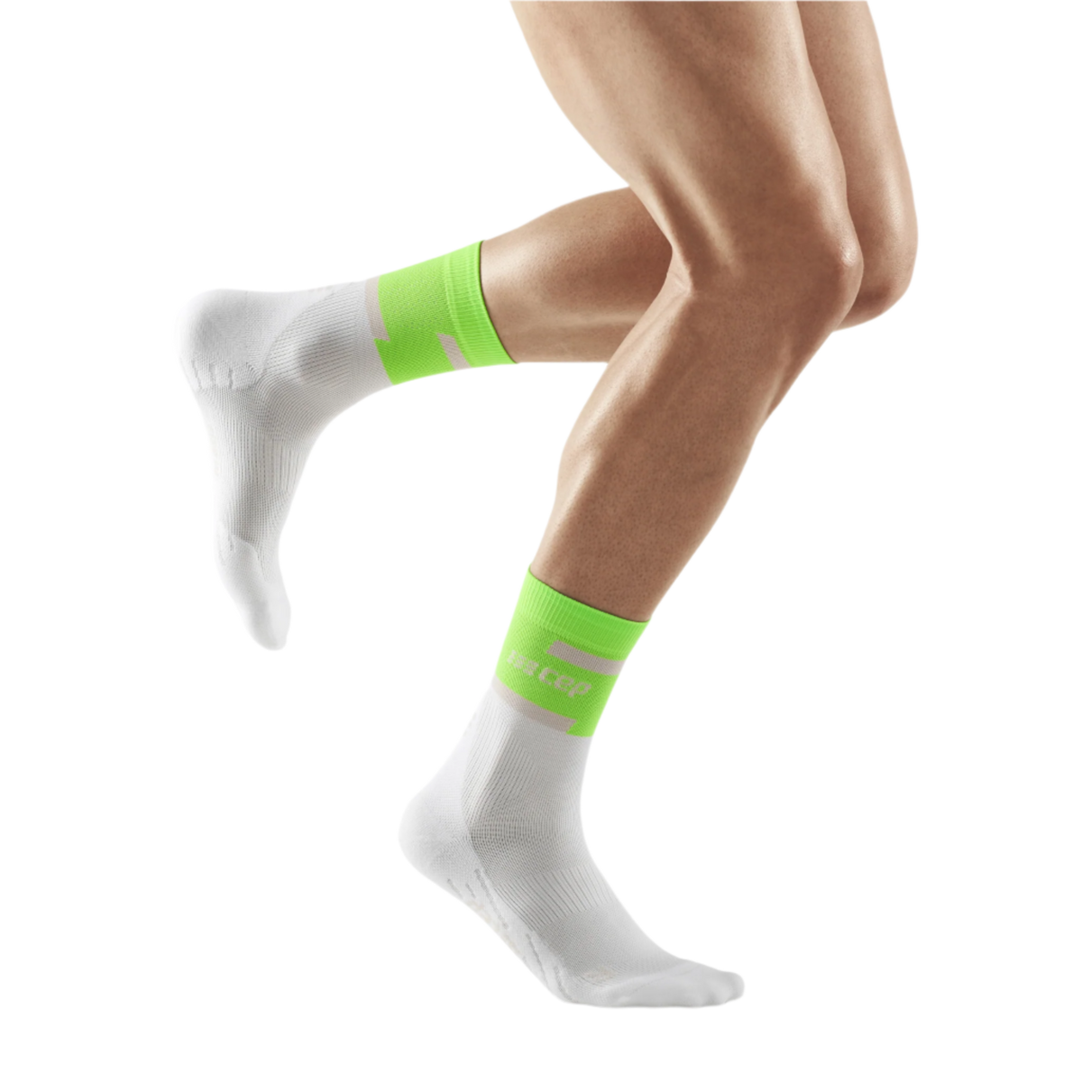 The Run Compression Mid Cut Socks 4.0, Men, Lime Green/White