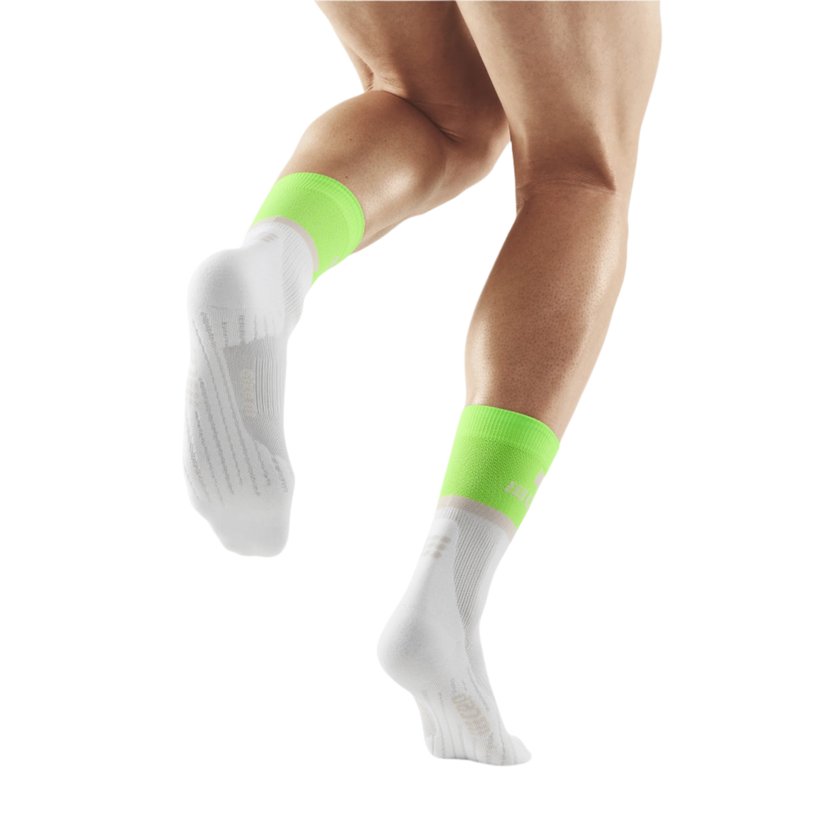 The Run Compression Mid Cut Socks 4.0, Men, Lime Green/White