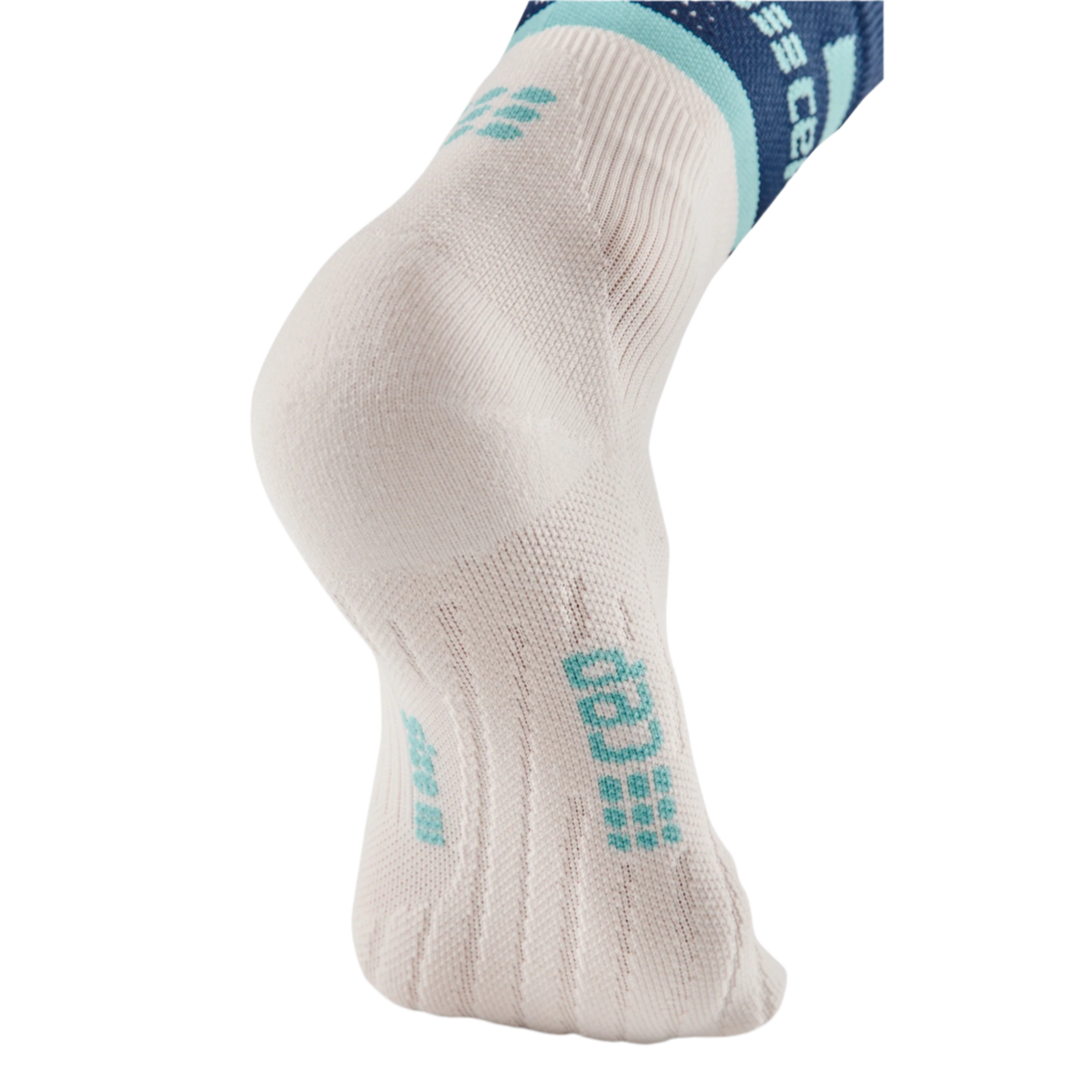 The Run Compression Tall Socks 4.0, Women, Blue/Off White, close-up detail