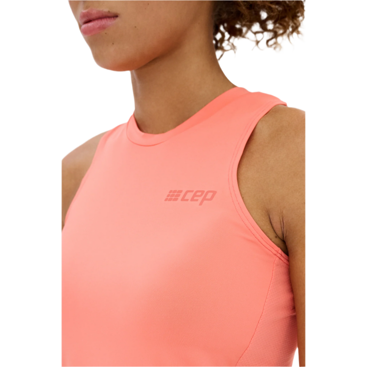 The Run Tank Top, Women, Coral, close-up detail