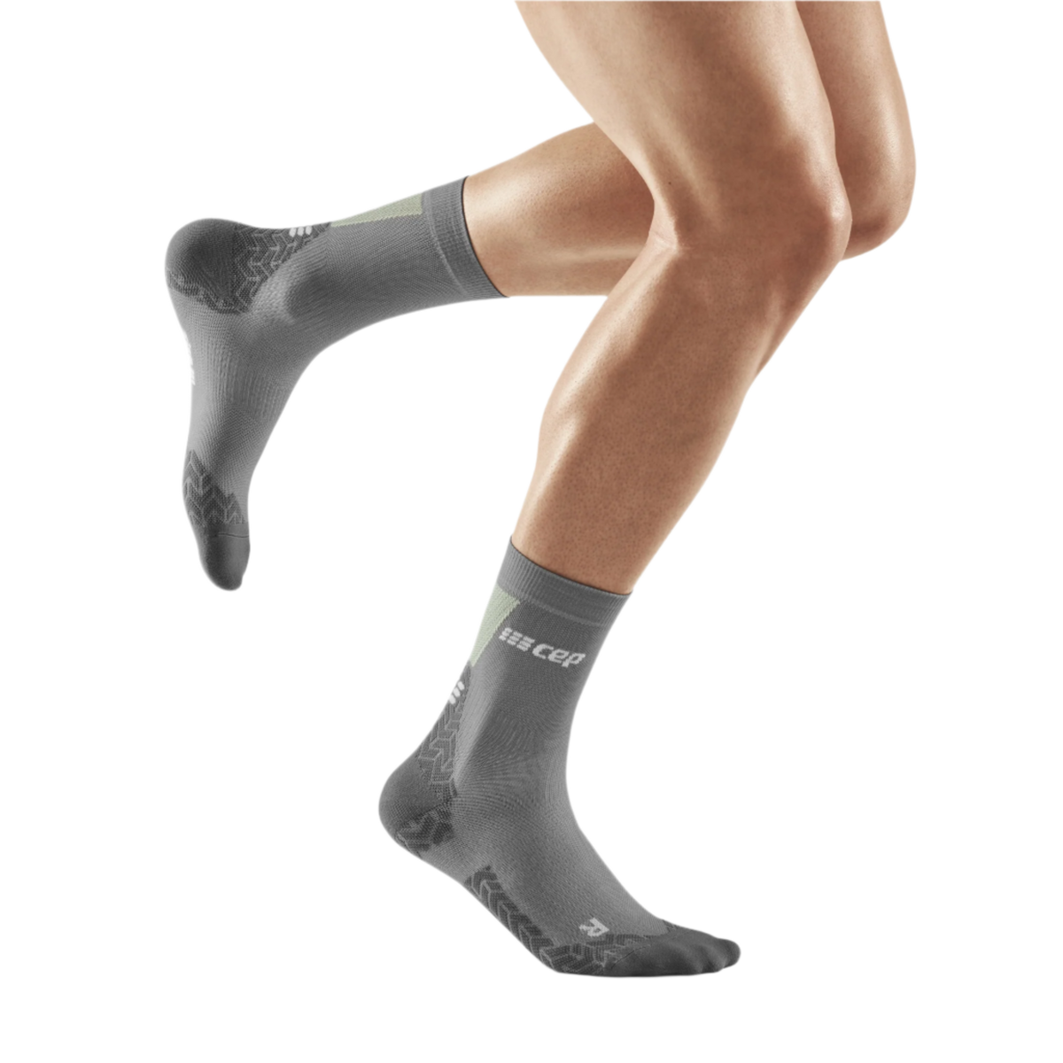 Ultralight Mid Cut Compression Socks, Men, Ultralight Grey/Lime