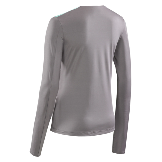 Chevron Long Sleeve Shirt, Women, Ocean/Grey, Back View